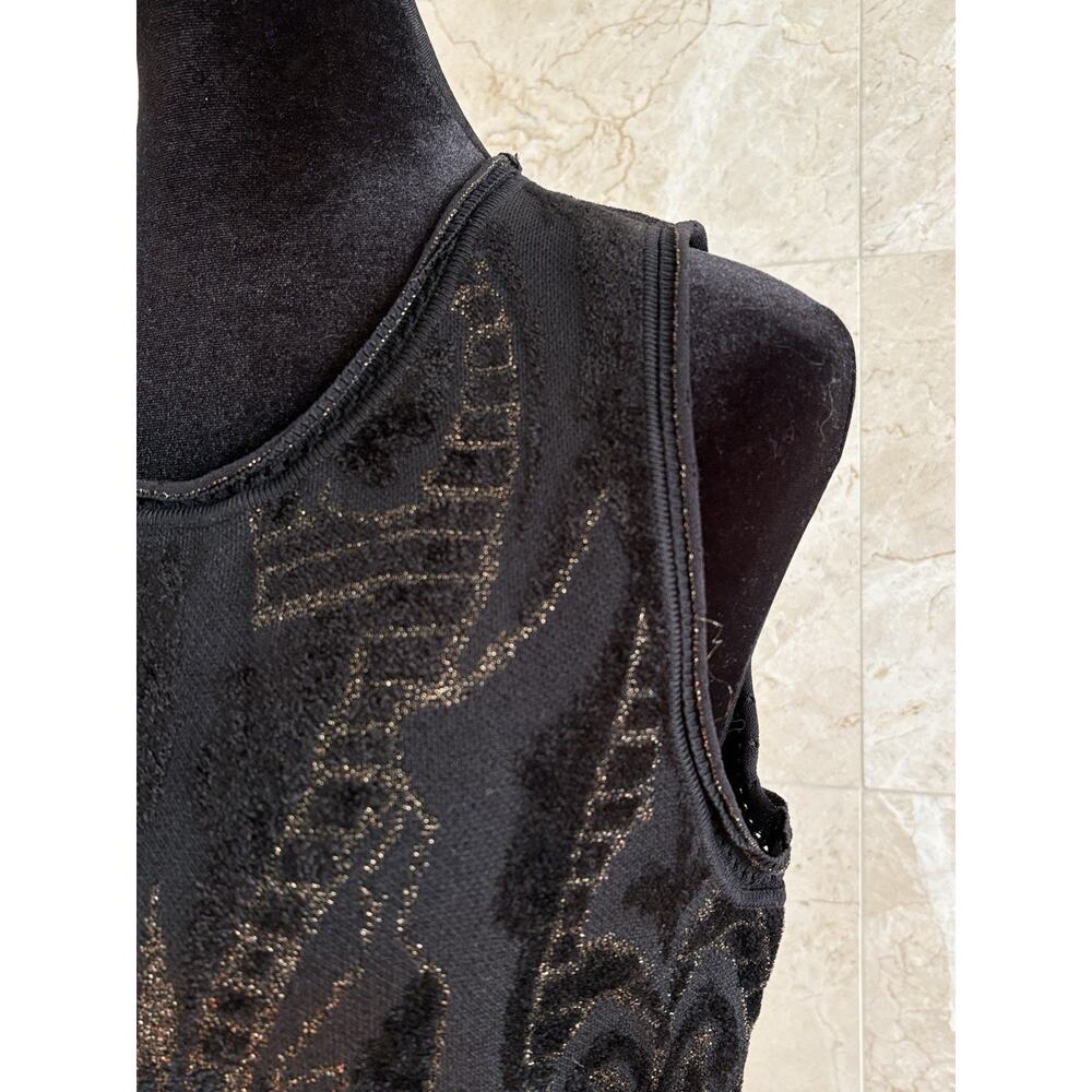 Sandro Paris Black Sleeveless Metallic Knit Mini Dress - L Textured Knit Office - Picture 6 of 9